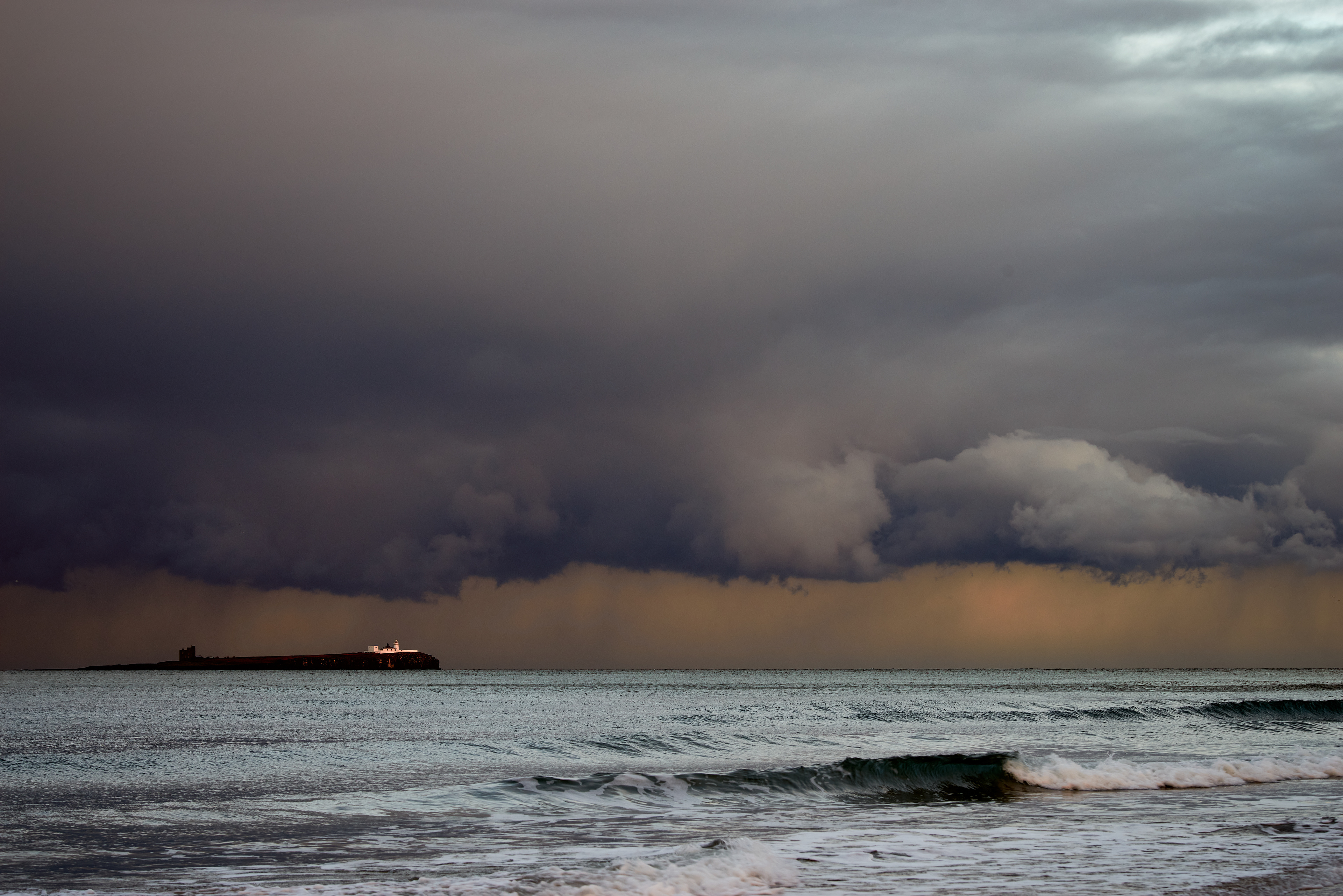 Incoming storm over Lindisfarne Lighthouse