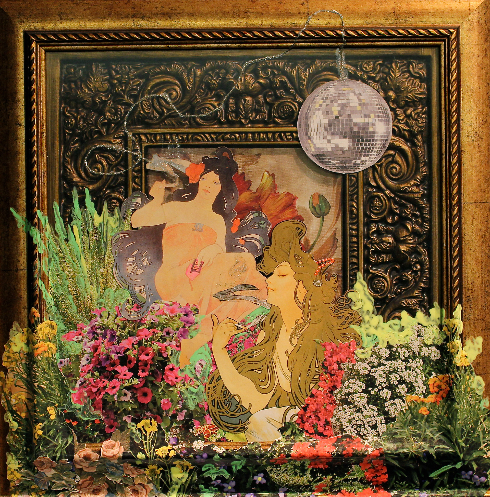 Disco Garden Party, Mixed Media Collage