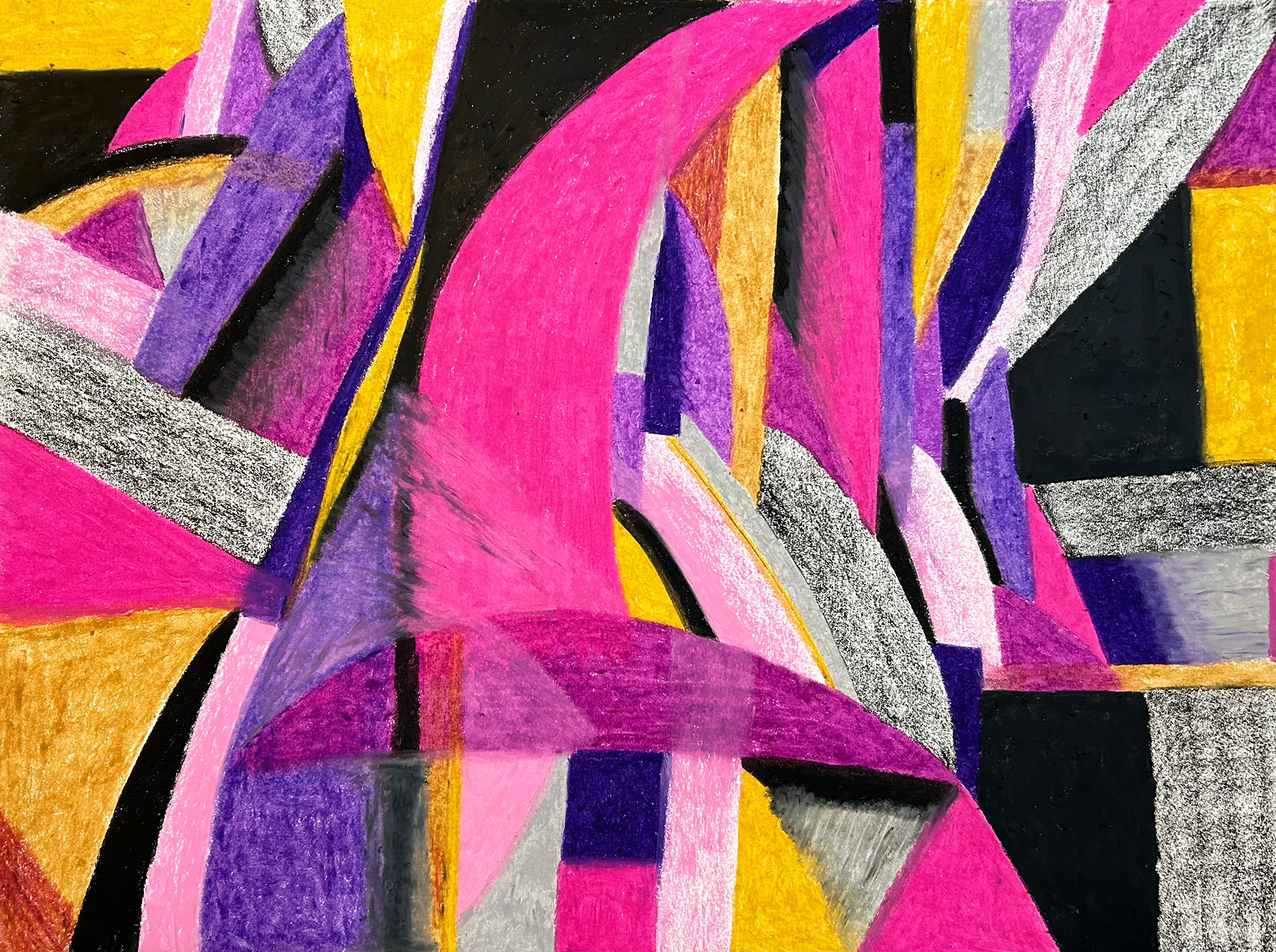 2 Barbies, Oil Pastel on Paper, 18 x 24 in.