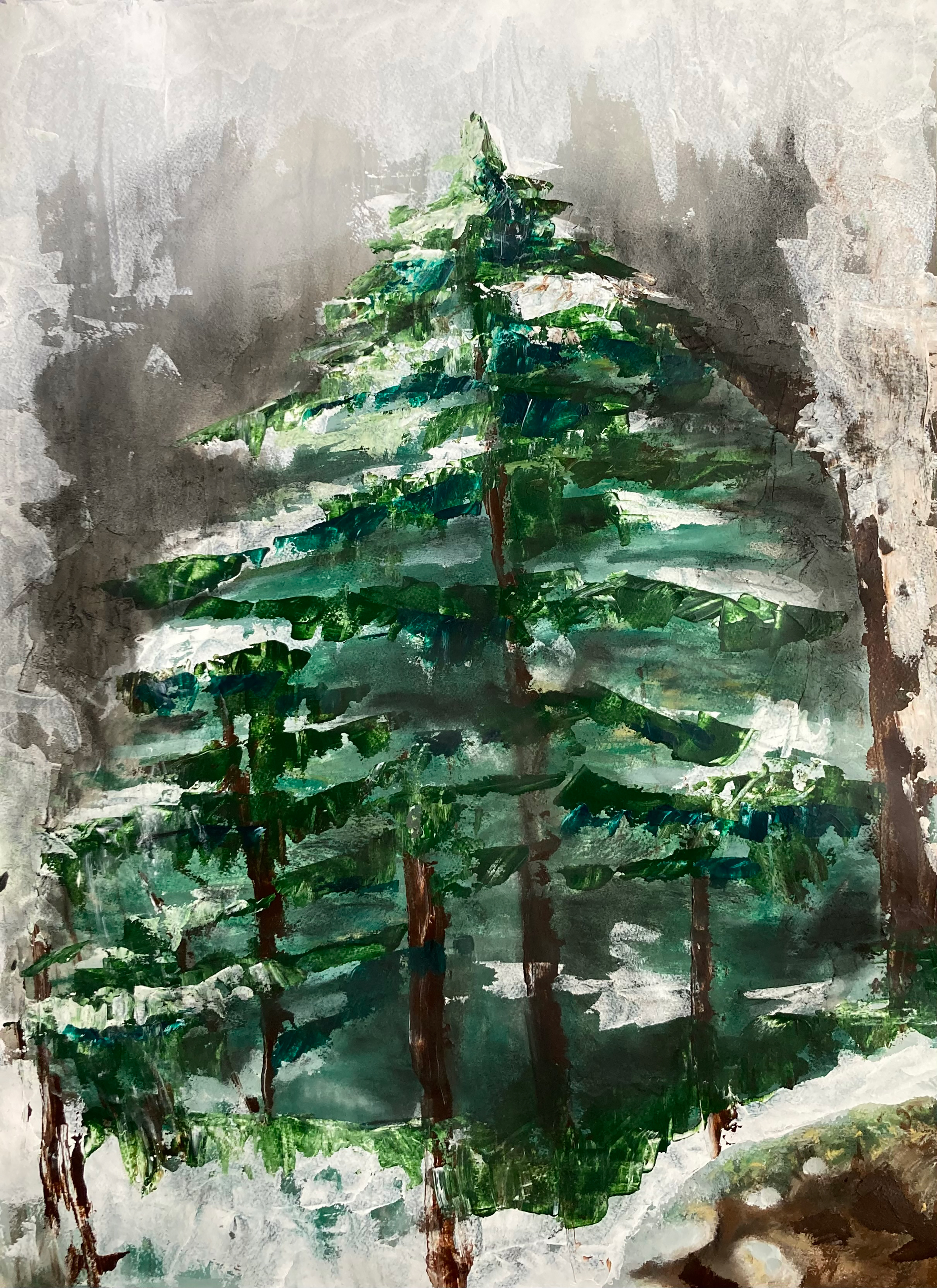 In My Solitude, Devil's Den, Mixed Media on Paper, 30 x 22 in.