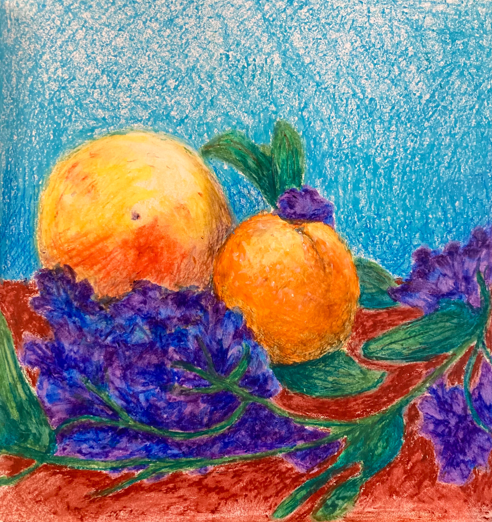 Spring Break Still Life 3, Oil Pastel on Paper, 10 x 10 in.