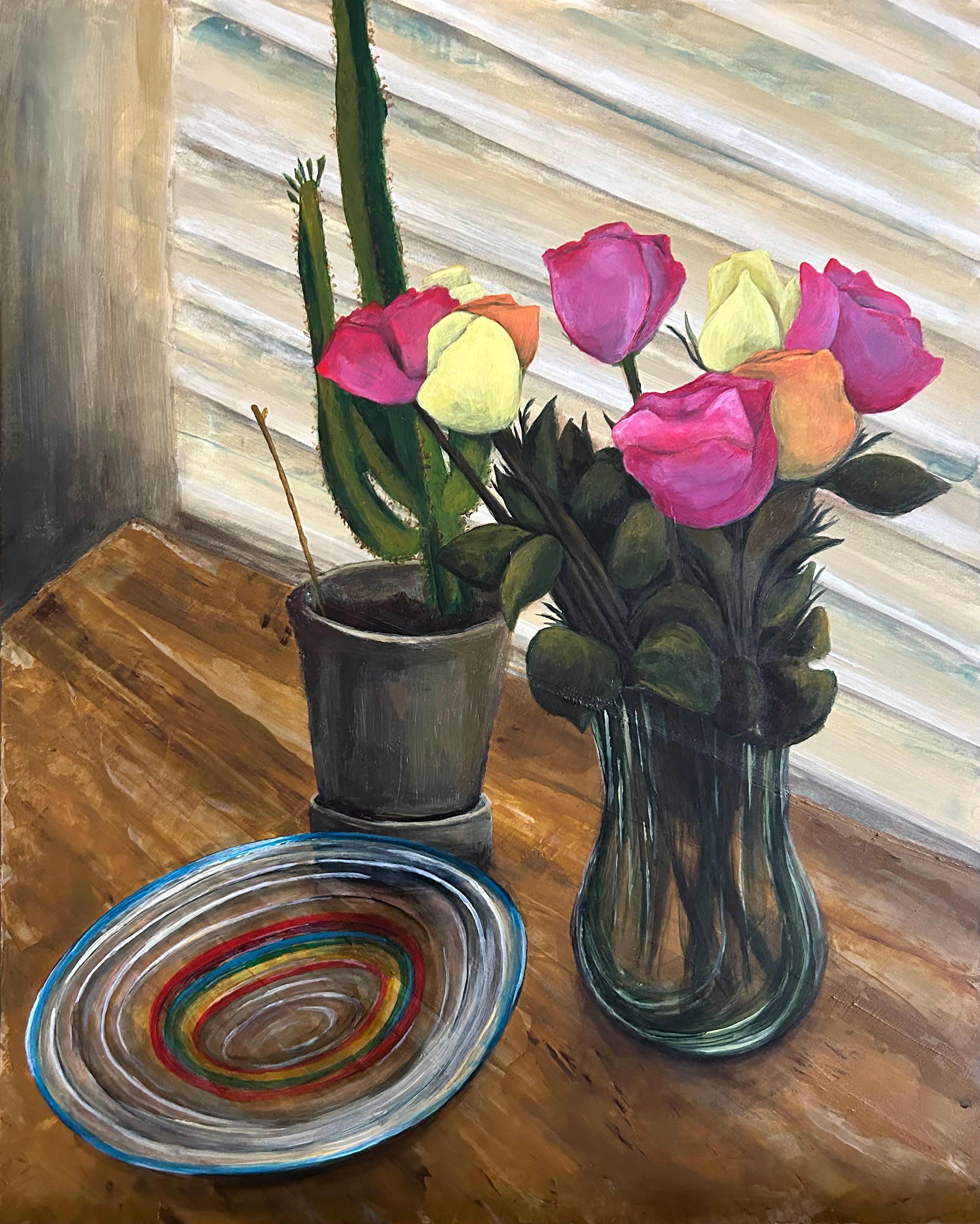 Birthday Still Life, Acrylic on Board, 20 x 16 in.