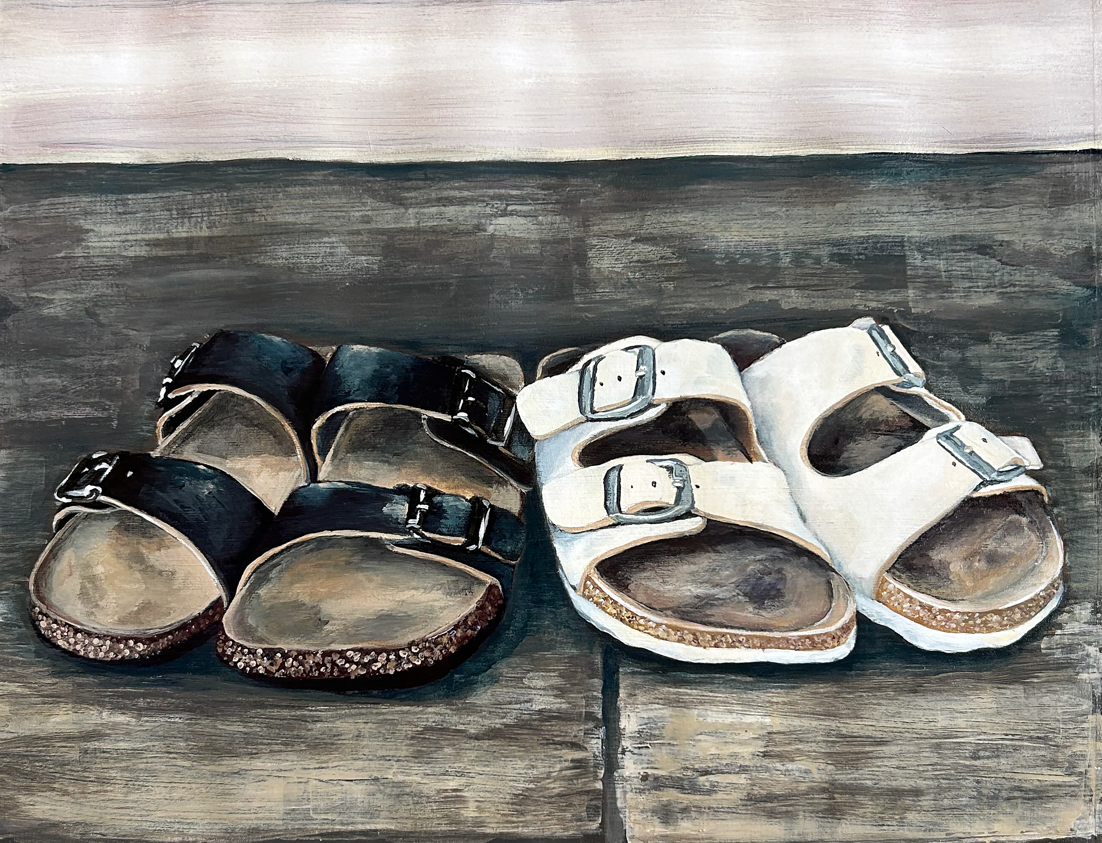 In Our Closet, Hers & Hers 1, Acrylic on Paper, 11 x 14 in.