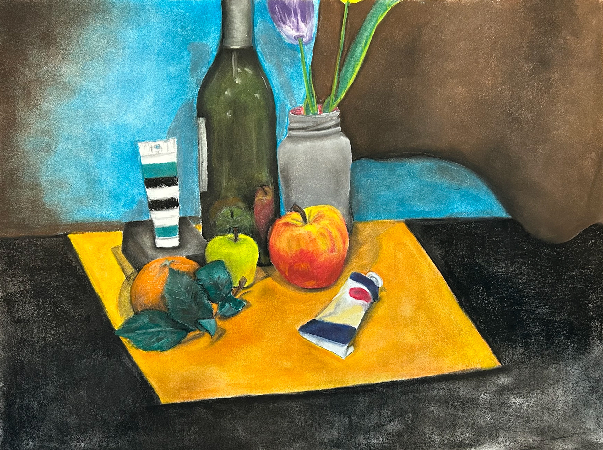 Studio Still Life, Soft Pastel on Paper, 18 x 24 in.