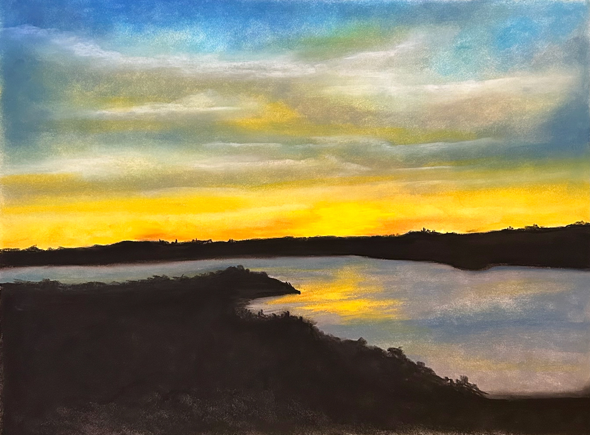 Table Rock Lake, Sunset 1, Pastel on Paper, 18 x 24 in.