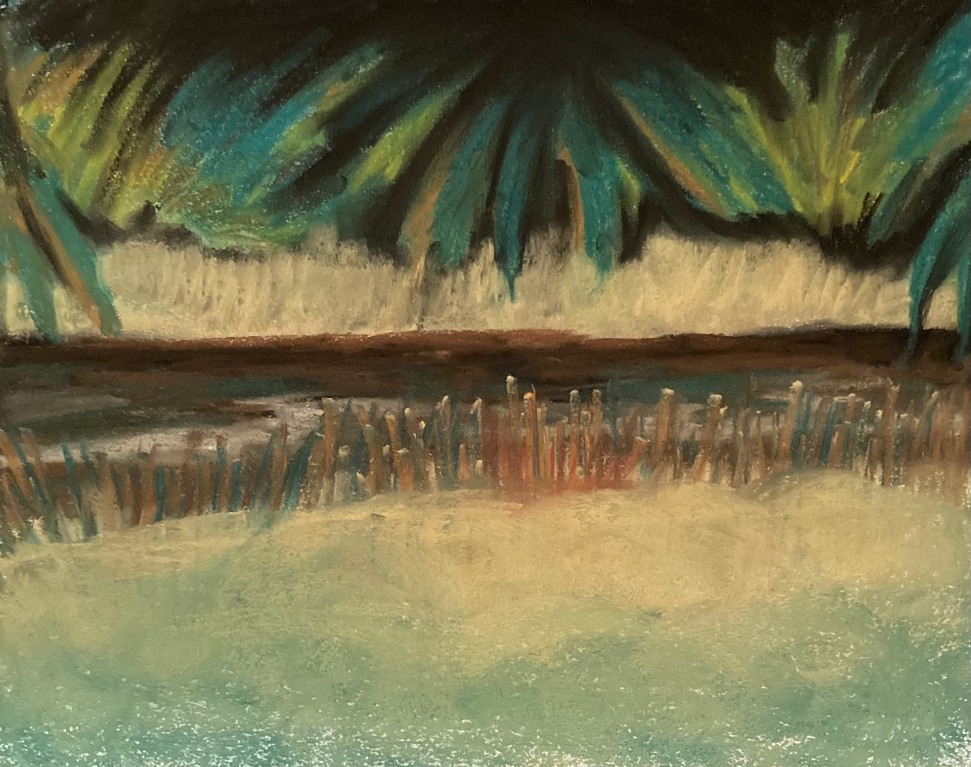 Backyard Canal, The Acreage 1, Soft Pastel on Paper, 11 x 14 in.