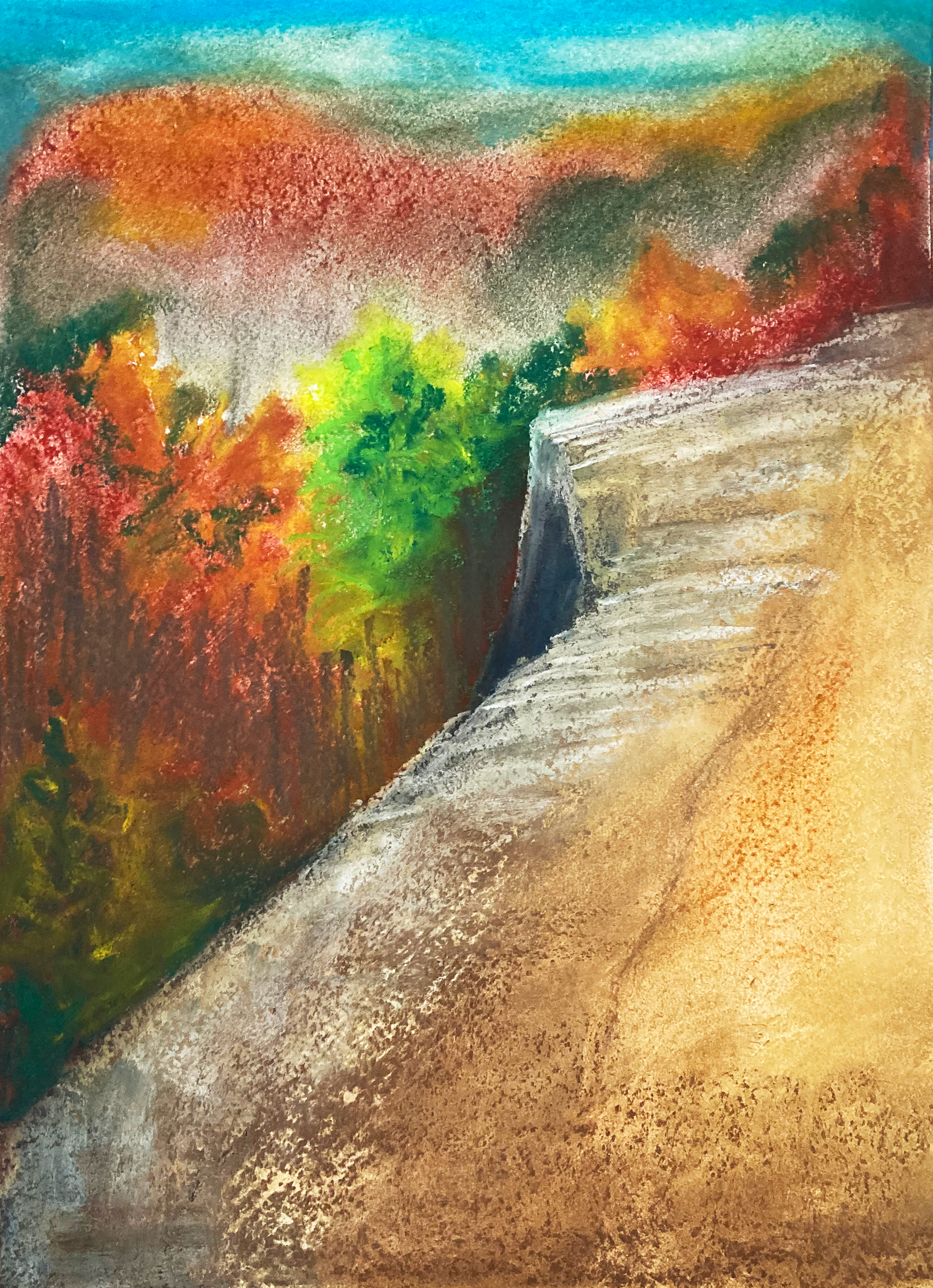 Devil's Den, Yellow Rock 1, Soft Pastel on Paper, 15 x 11 in.