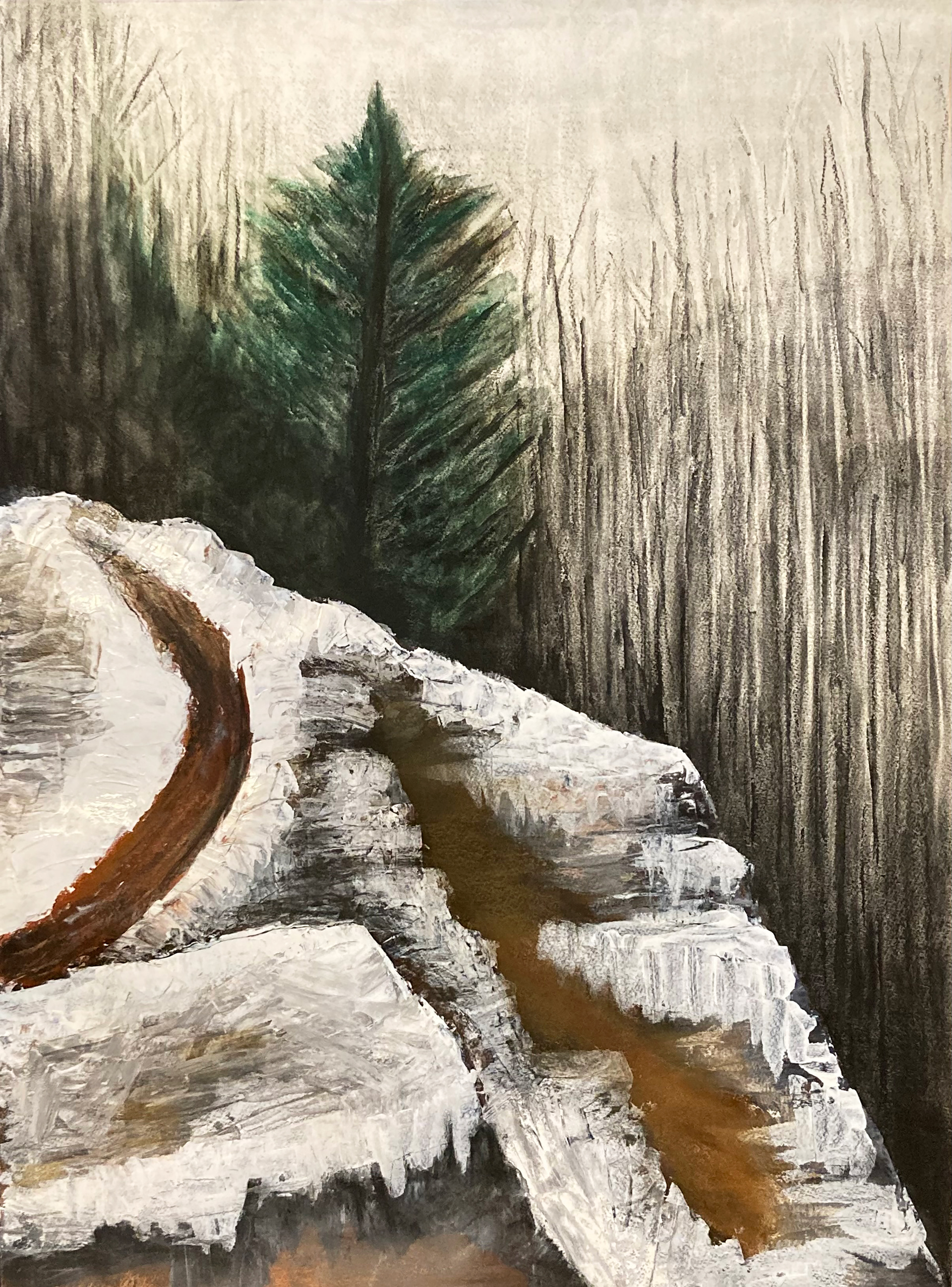 The Days Get Shorter & The Nights Get Cold, Devil's Den, Mixed Media on Paper, 30 x 22 in.