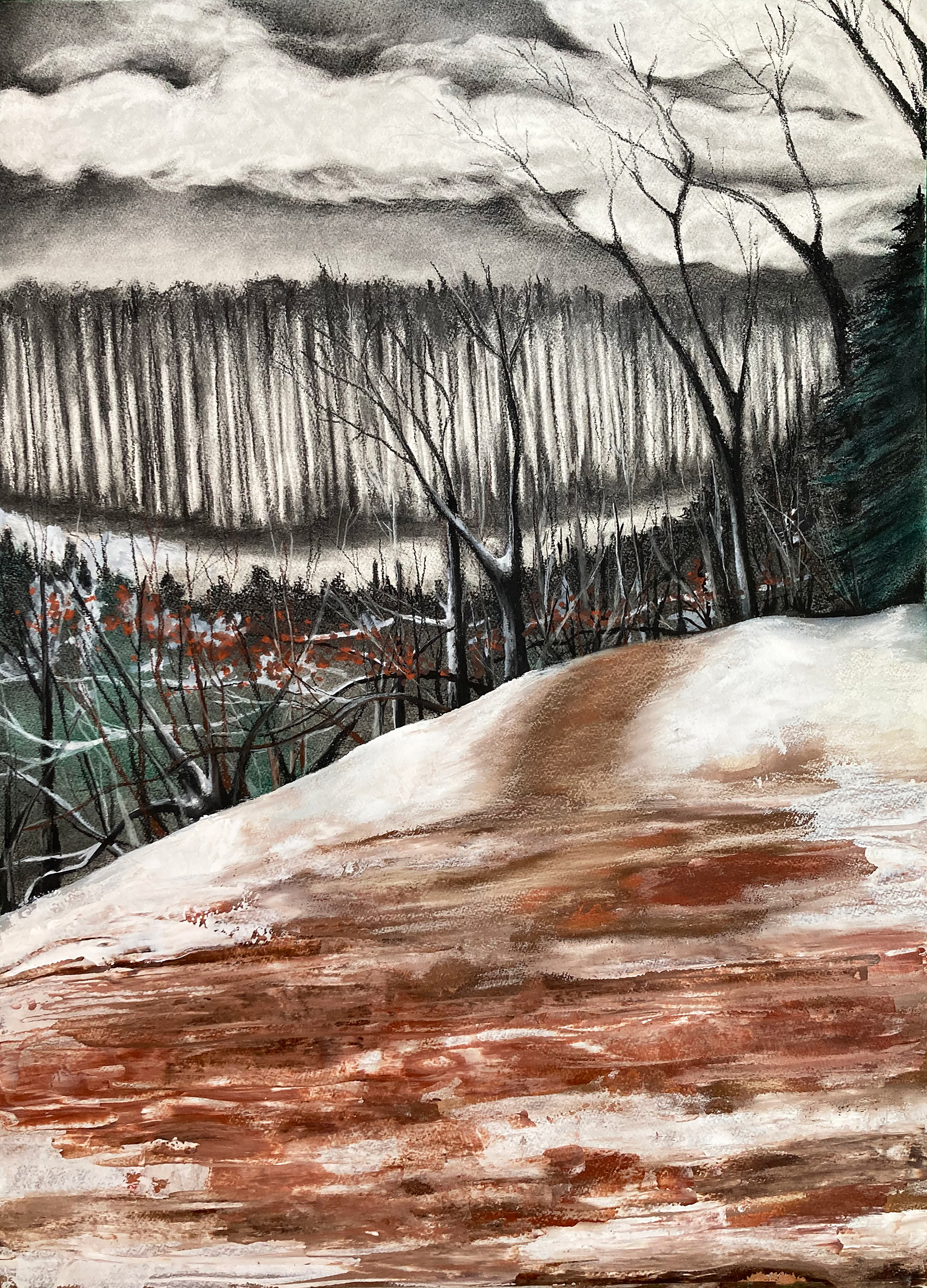 Everything Must Run Its Course, Devil's Den, Mixed Media on Paper, 30 x 22 in.