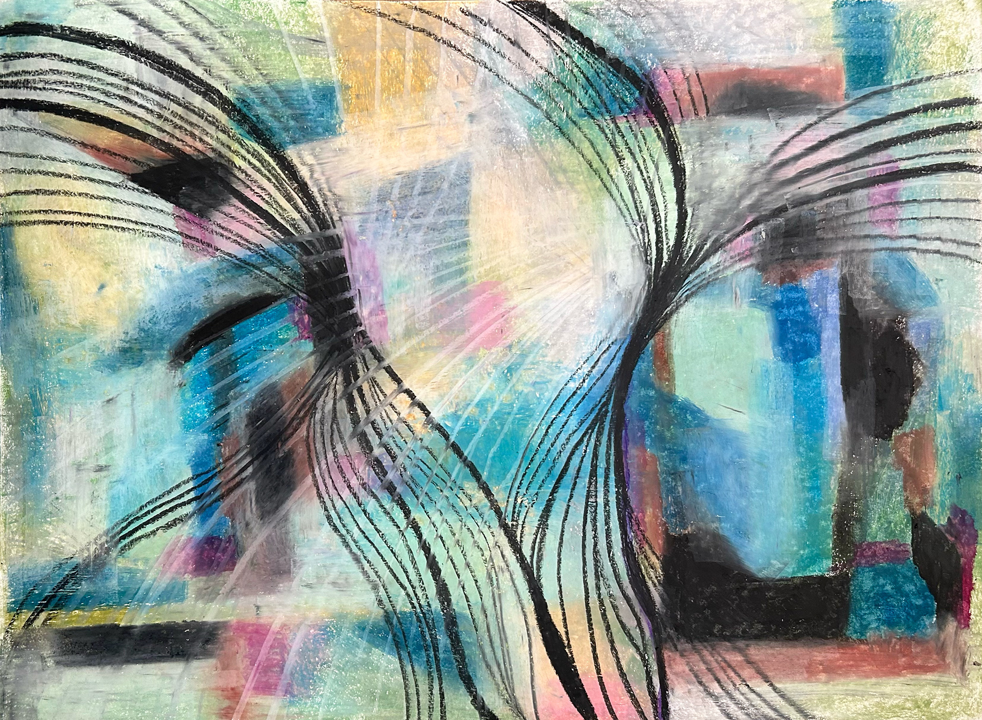 Strands, Oil Pastel on Paper, 18 x 24 in.