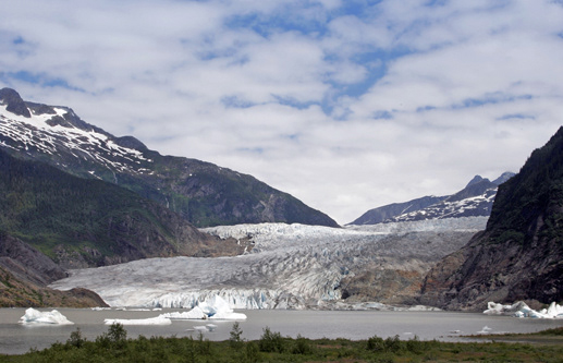 Mendenhall Glacier near Juneau, Alaska on a sunny day; UA-92916515-1