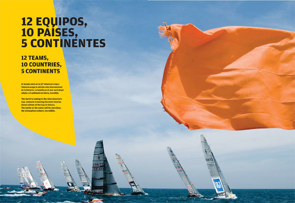 Mise en page du programme officiel pour la 32e America's Cup