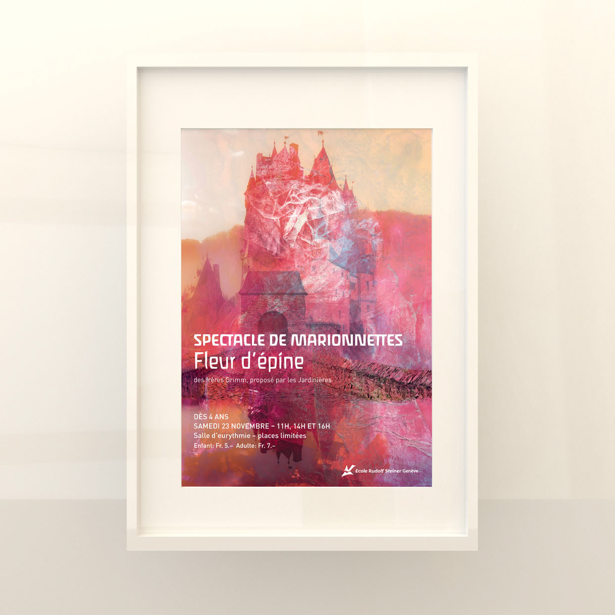Affiche crée pour l'Ecole Rudolf Steiner de Genève (mixed-media, peinture et traitement digital)