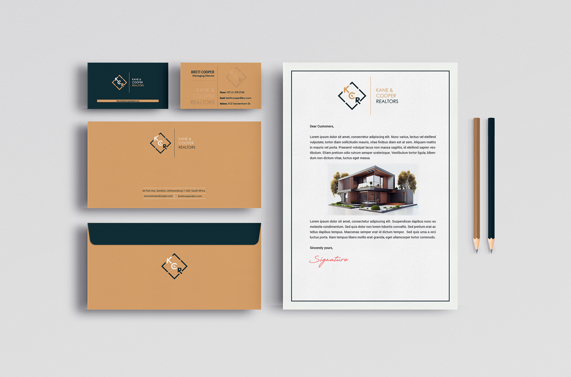 kane & cooper realtors stationery mockups