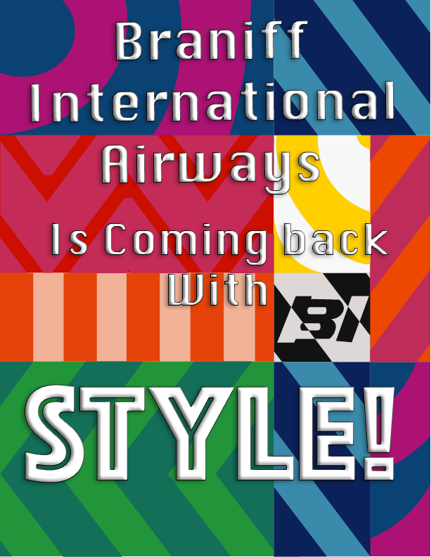 Revival Poster – Graphic Design Methods, Spring 2024 The goal was to use Adobe Illustrator to create a Braniff International Airways poster emulating the style of Alexander Calder’s Flying Colors series.