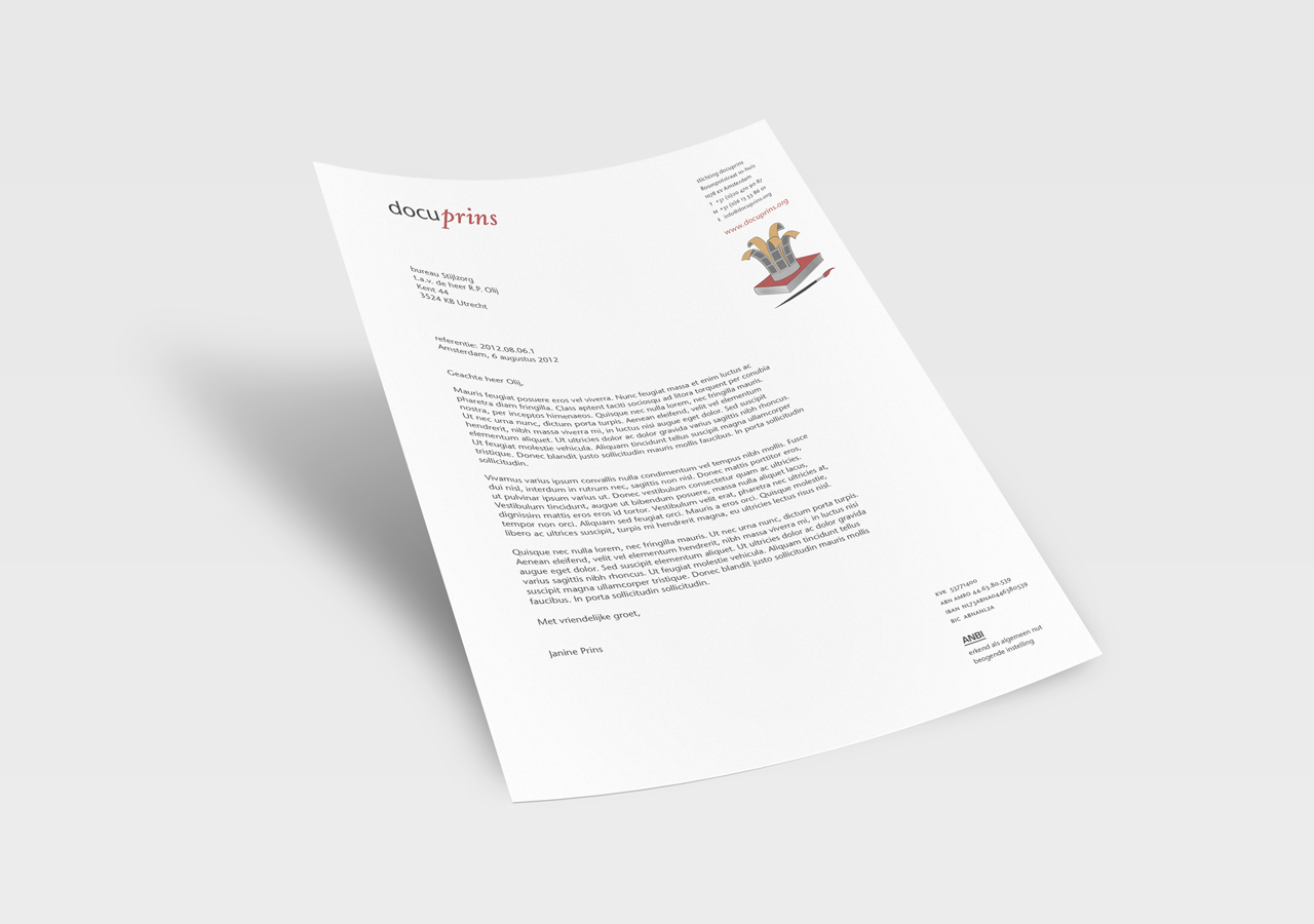 Stationary design by Sz+ for stichting docuprins, 2012