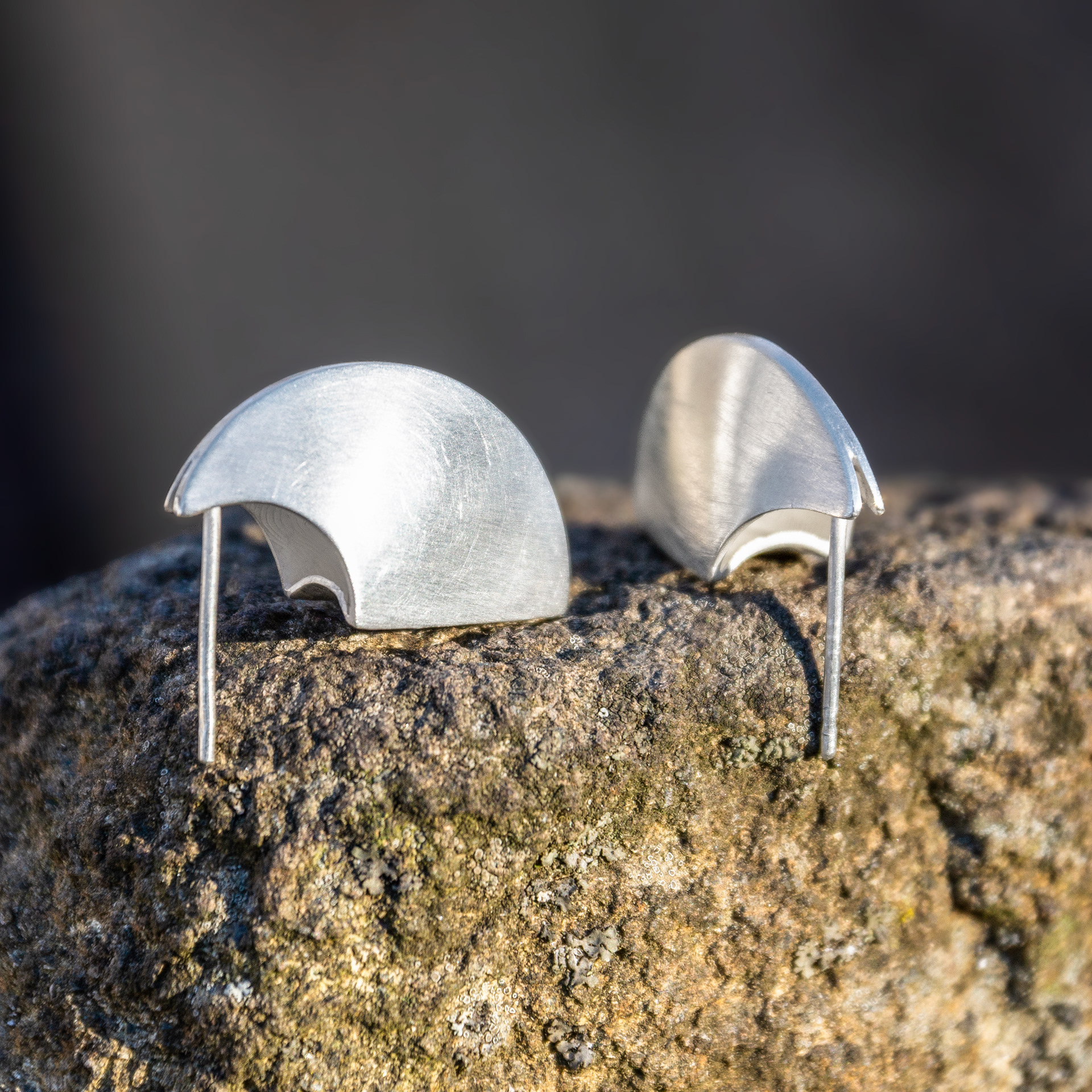 hollow moon half huggie studs