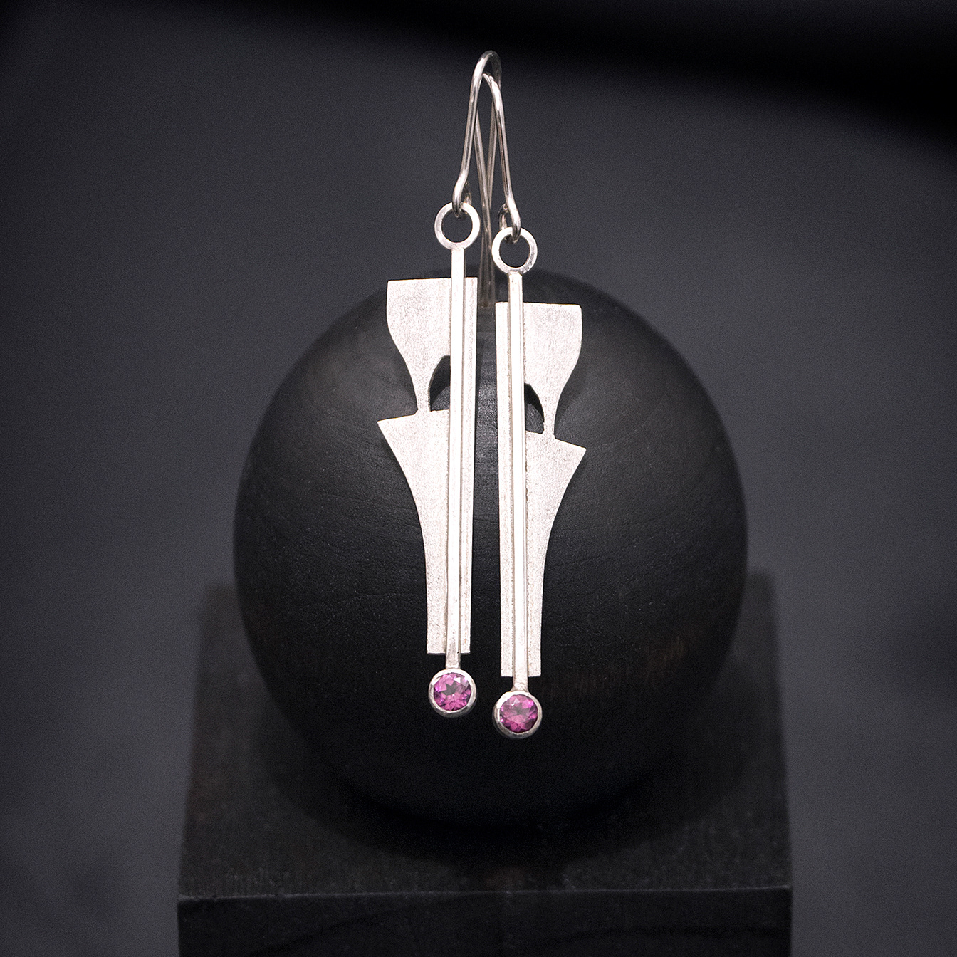 garnet deco drop earrings (sold)
