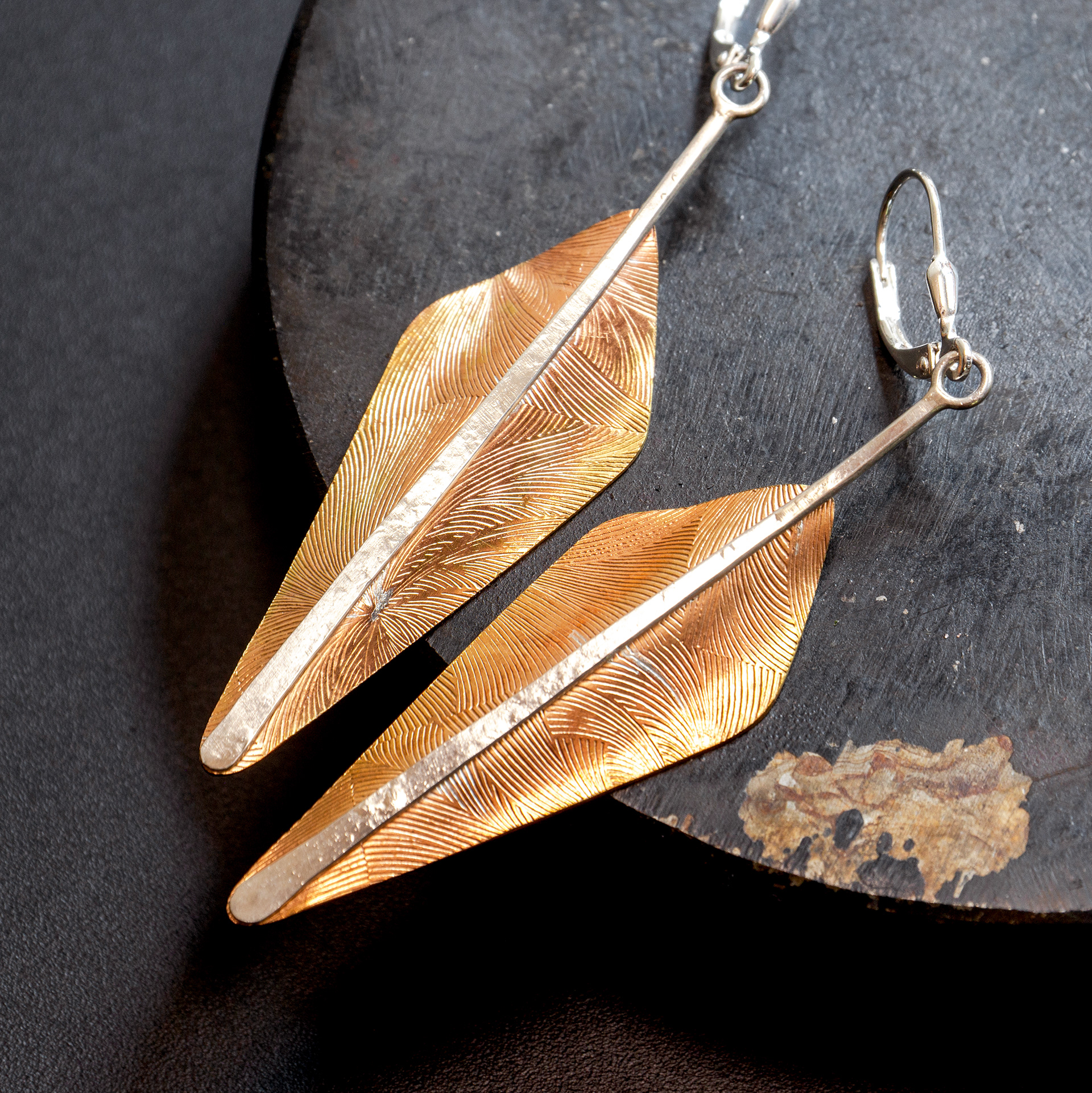 brass & silver spear drops