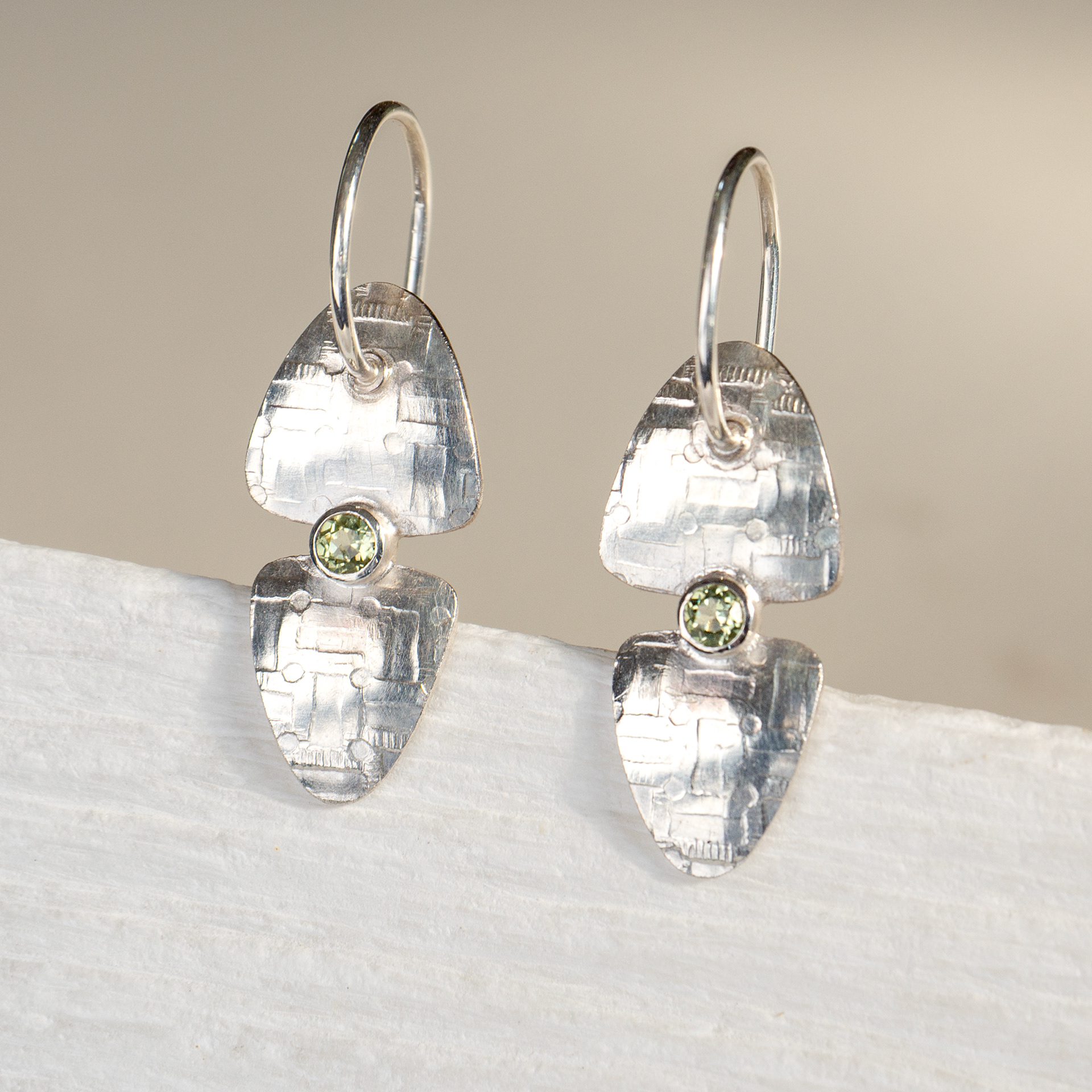 hanging peridot earrings