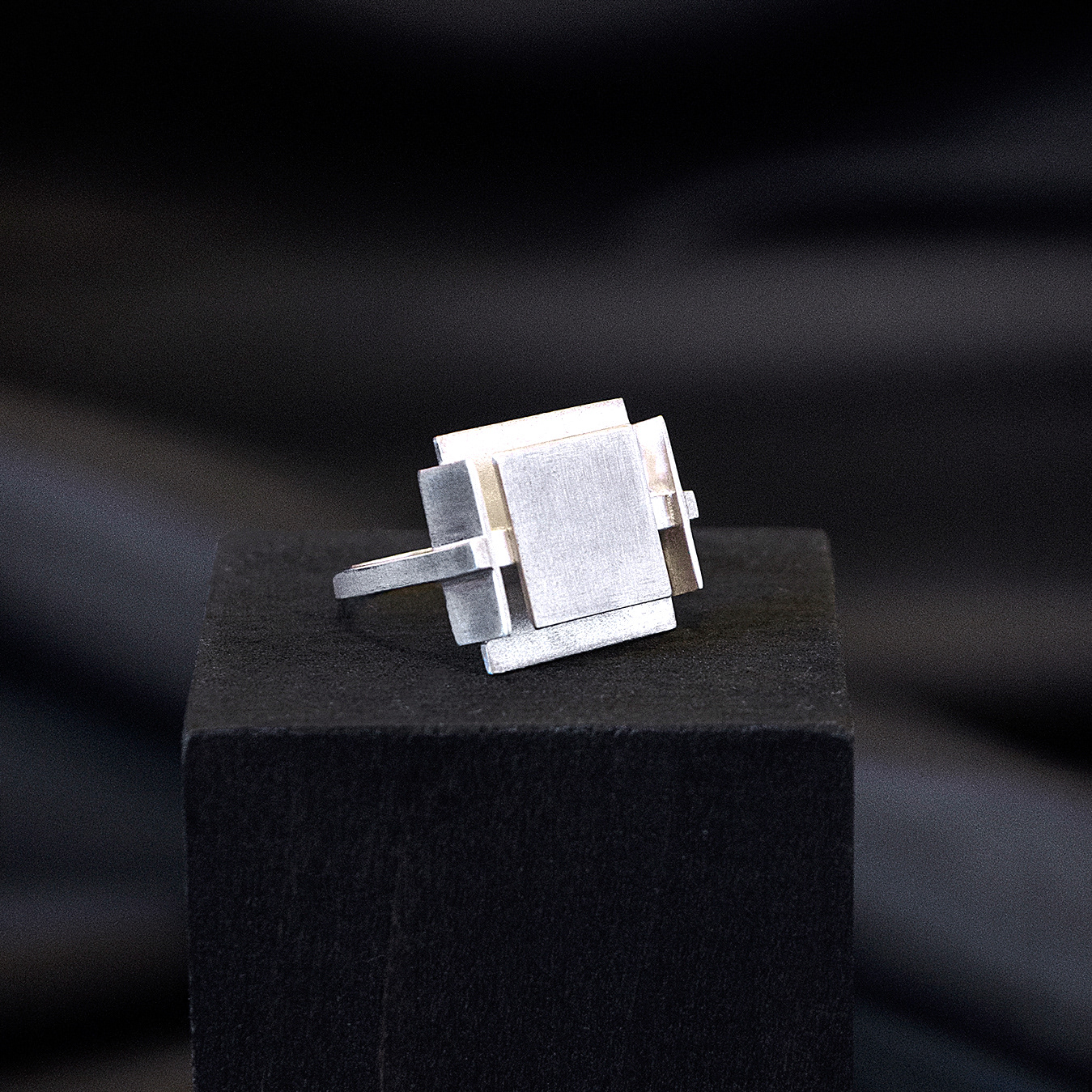silver geometric planes ring