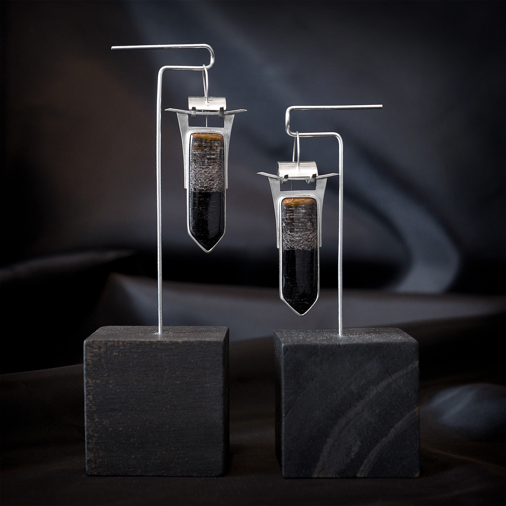 petrified wood apsara earrings