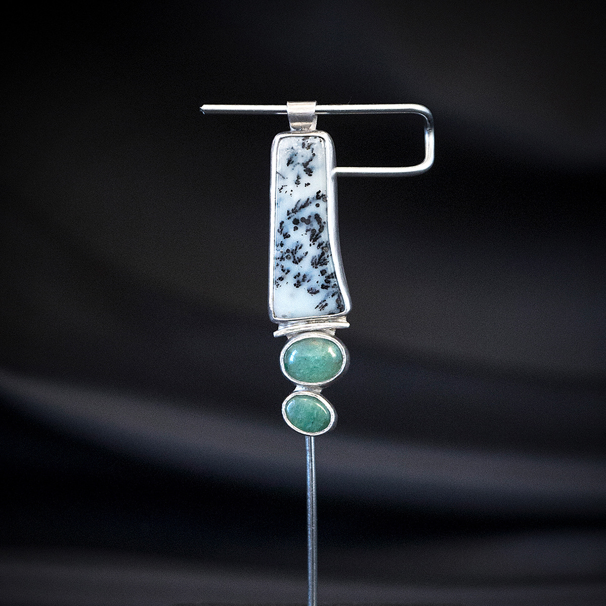 dendritic opal and amazonite pendant (sold)