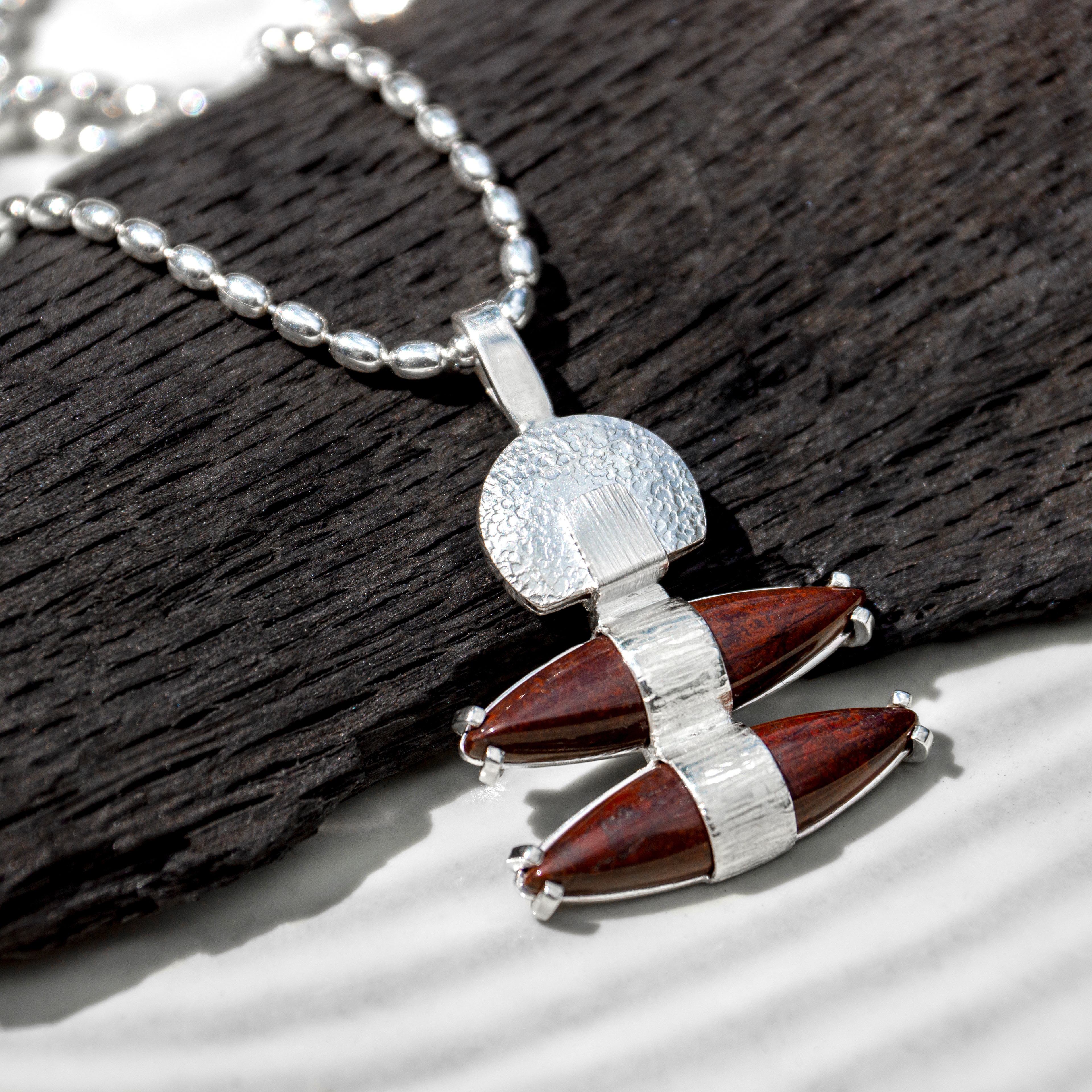 sterling silver and red jasper totem