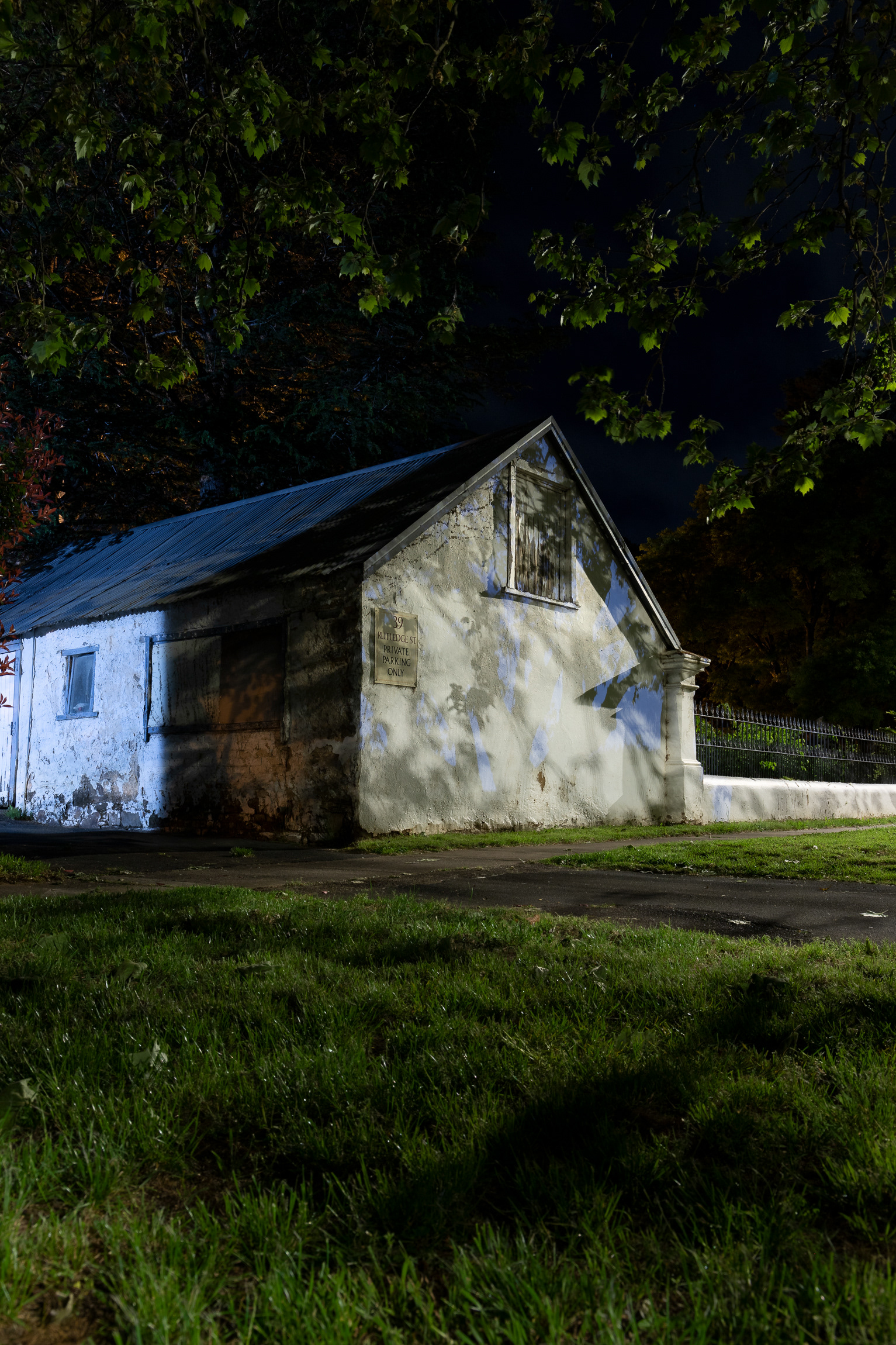 night photograph of an old church