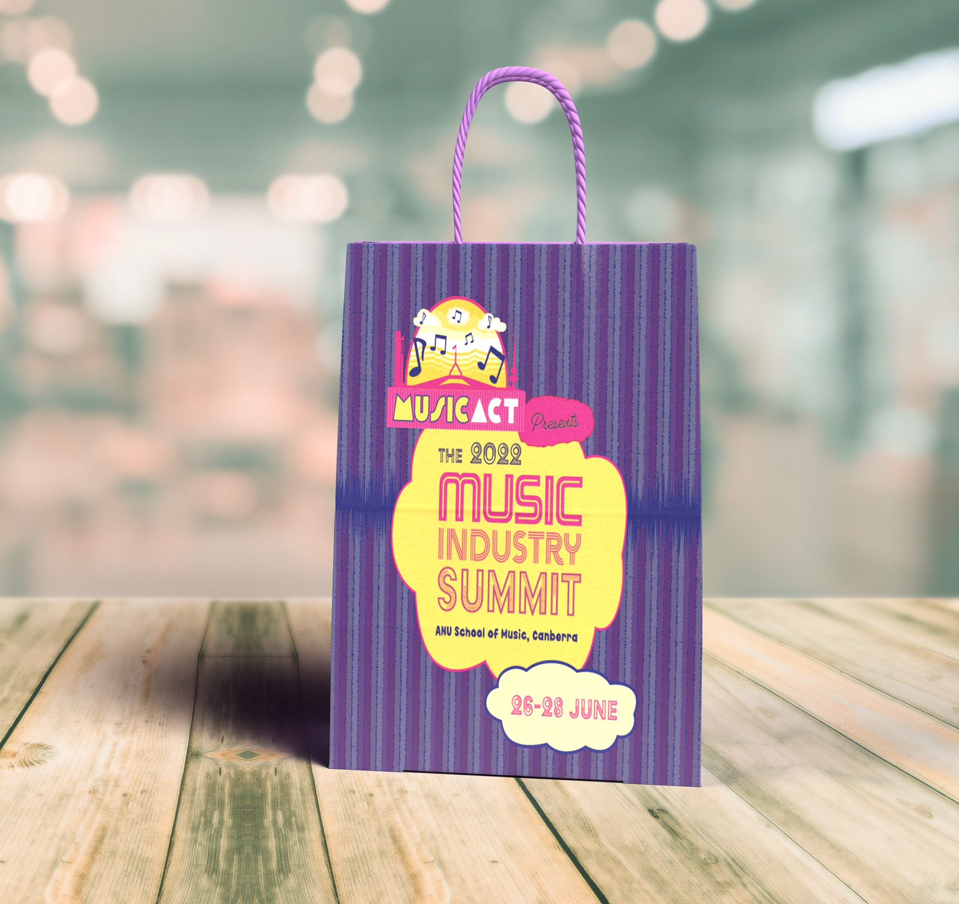 purple showbag with logo
