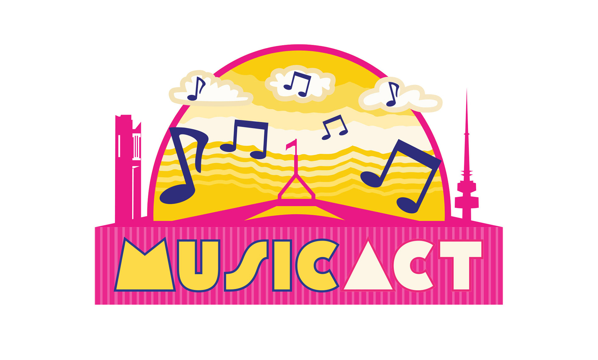 ,usic act logo in pink and orange