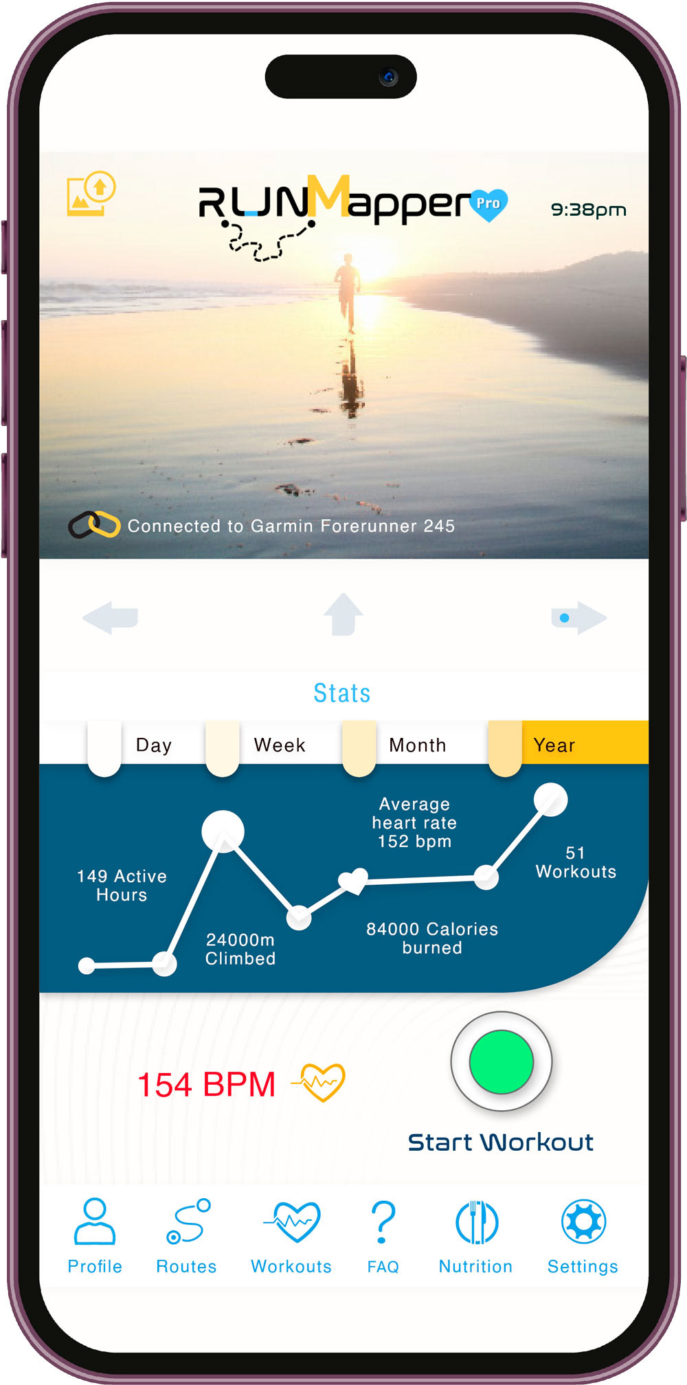 an iphone with an app called run mapper pro