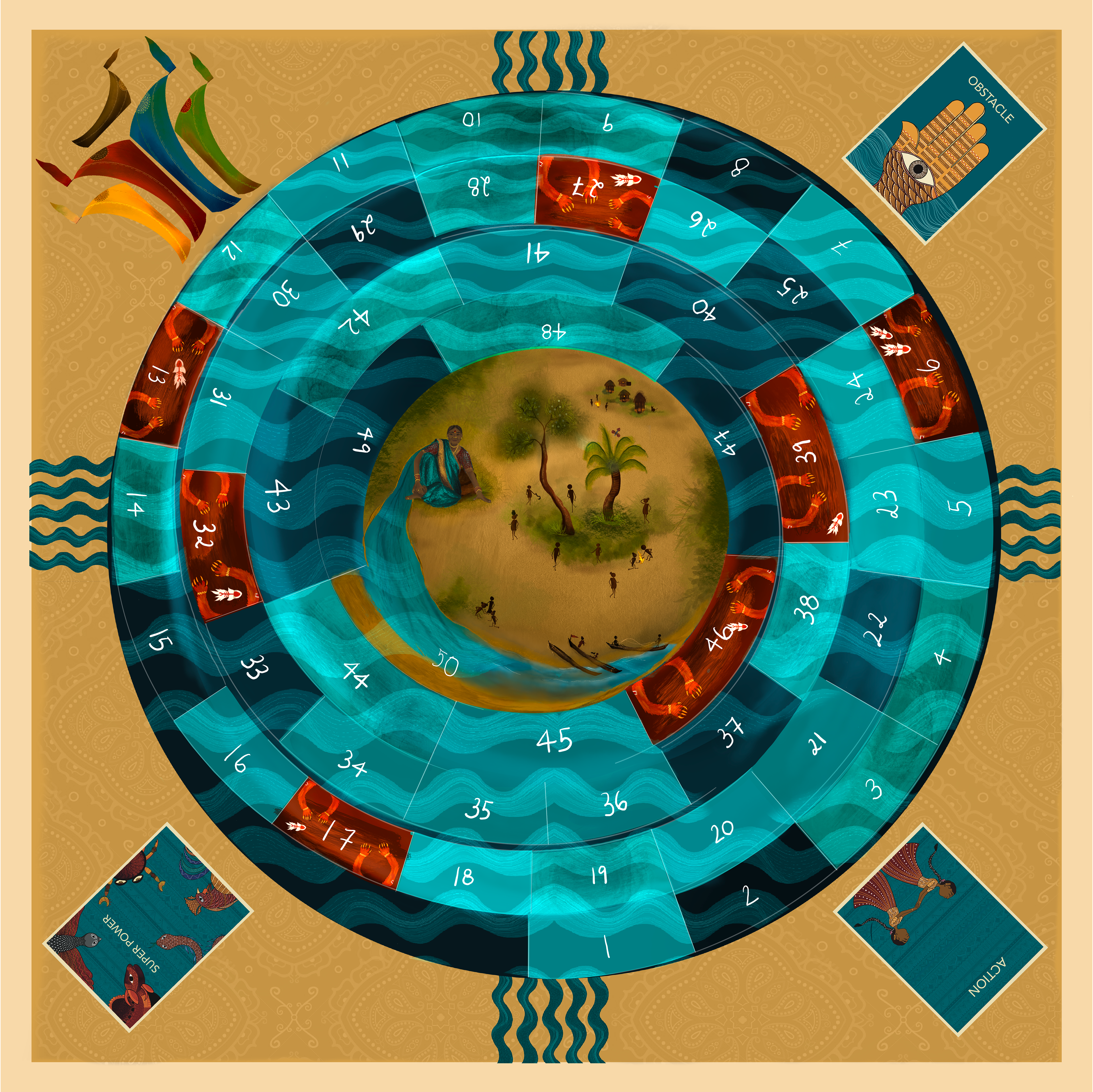 The board was illustrated by Aadya Naik and it houses components illustrated by Prarthhana Merchant and me.