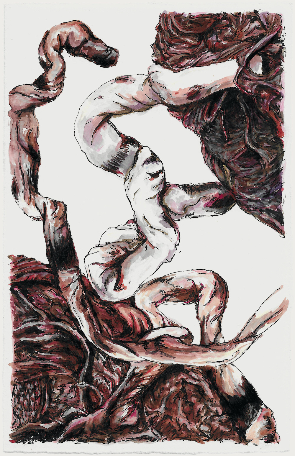 Zwei, 17,5 x 11,2 cm, Tusche und Buntstift auf Papier