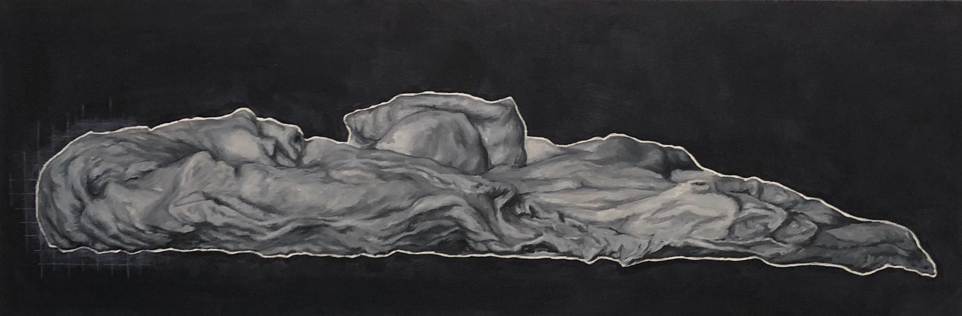 placenta_1.stl, 2021, 120 x 40 cm Acryltusche, Ei-Tempera und Öl auf Leinwand