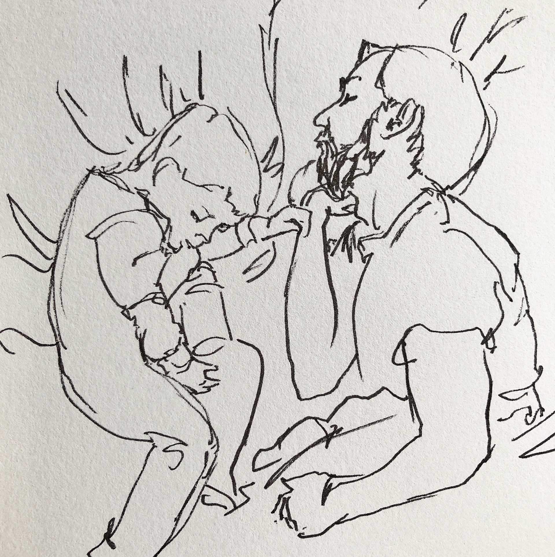 I start with a quick pen sketch