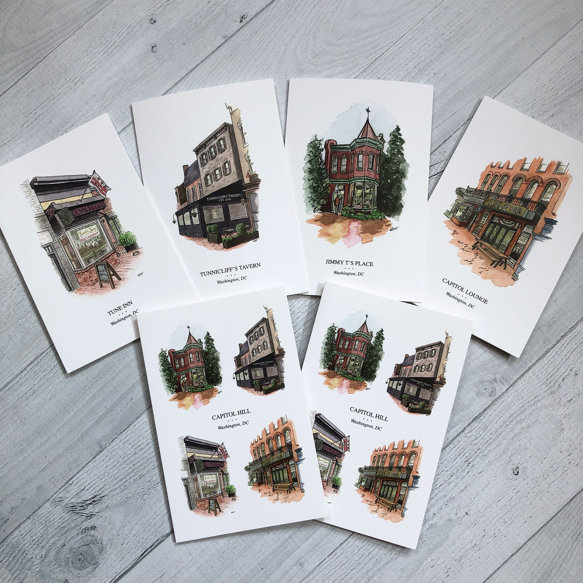 Capitol Hill Establishments - Watercolor