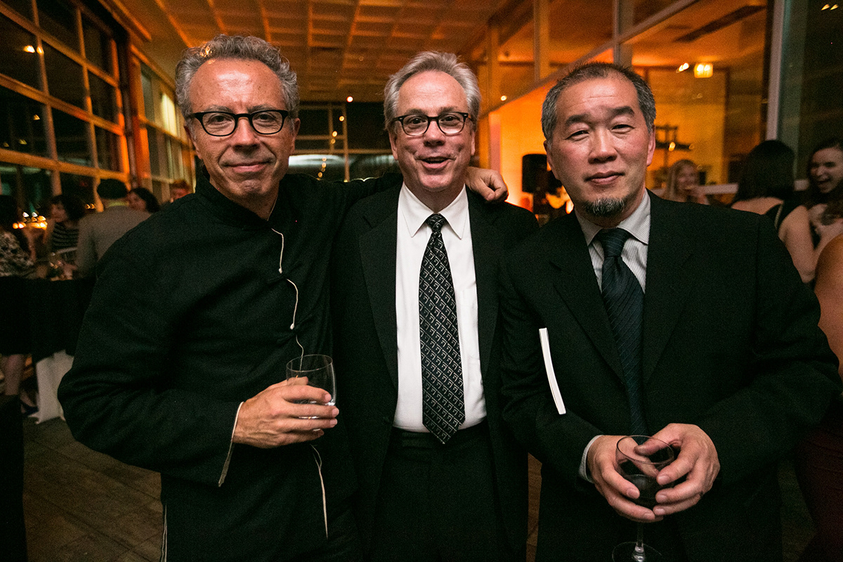 Agustin Garza, Douglas May, and Clement Mok at the AIGA Gala 2016