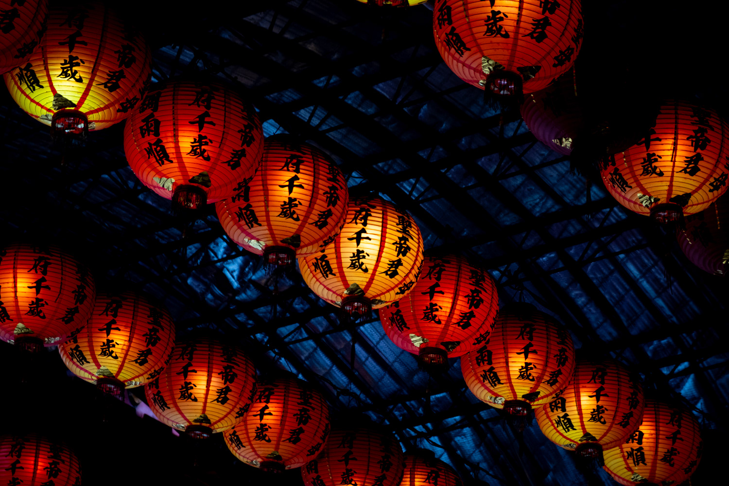 Lanterns in a taiwanese temple, Taipei