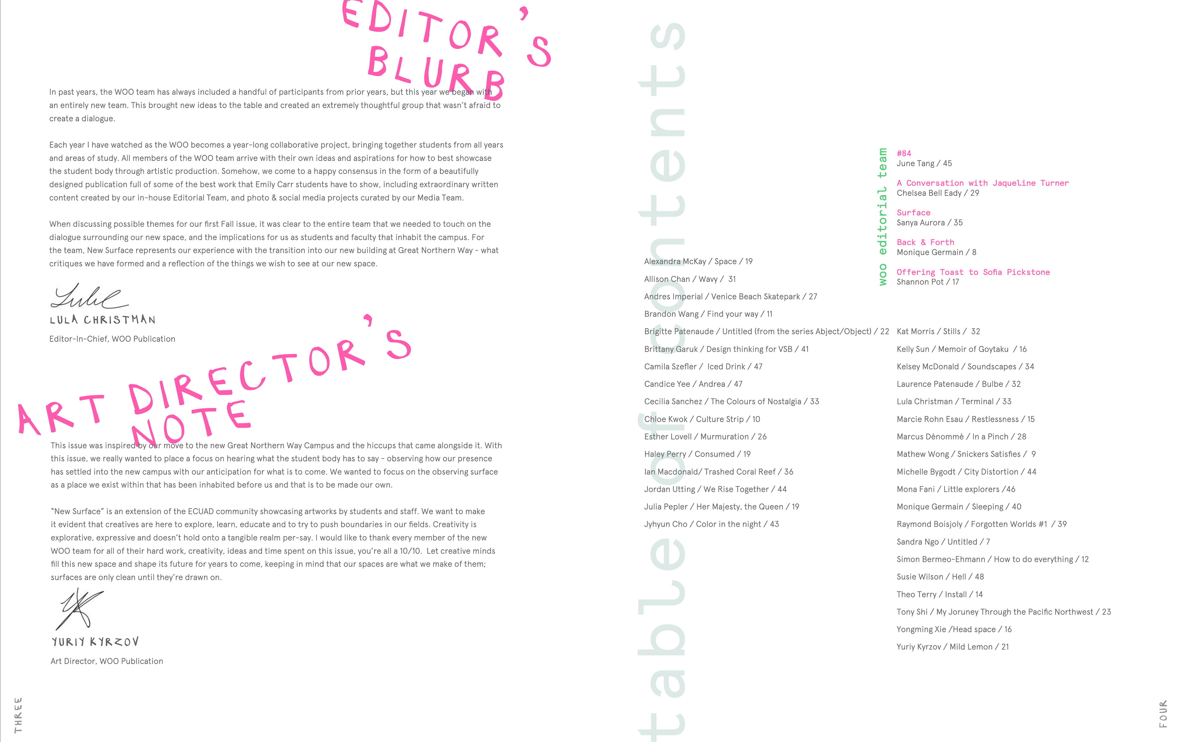 Woo Magazine: New Surface - Letters and Credits