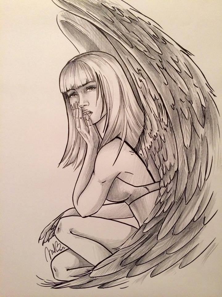 Black Angel - Crayons et feutre @Les Etoiles de Noss Head