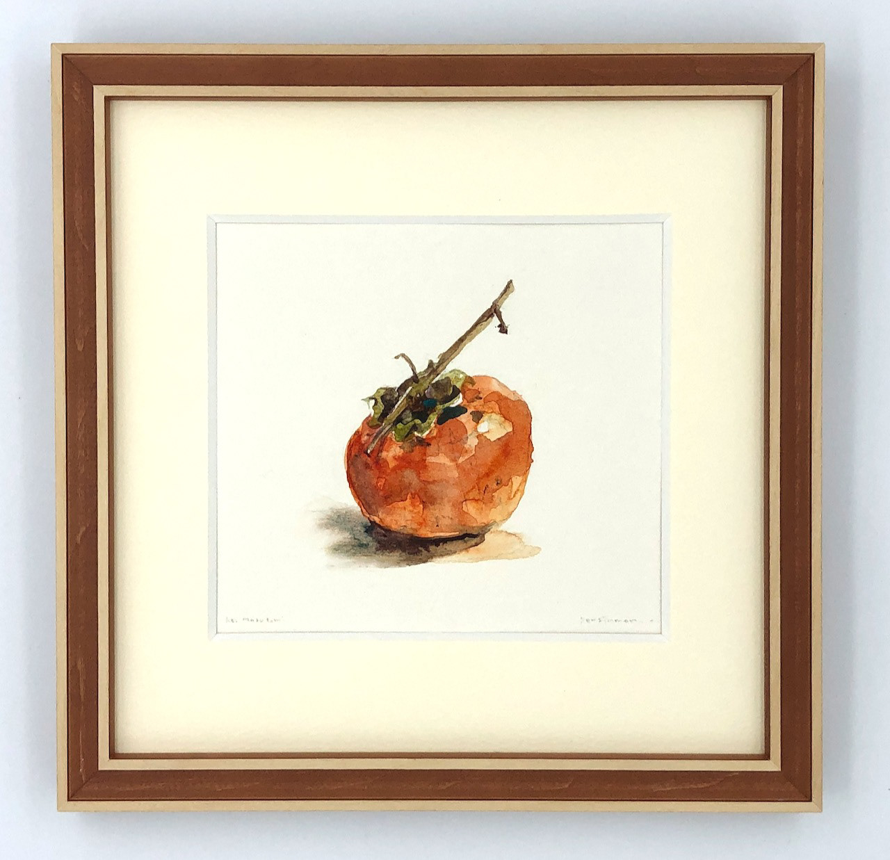 枝付きの柿 Persimmon with a twig