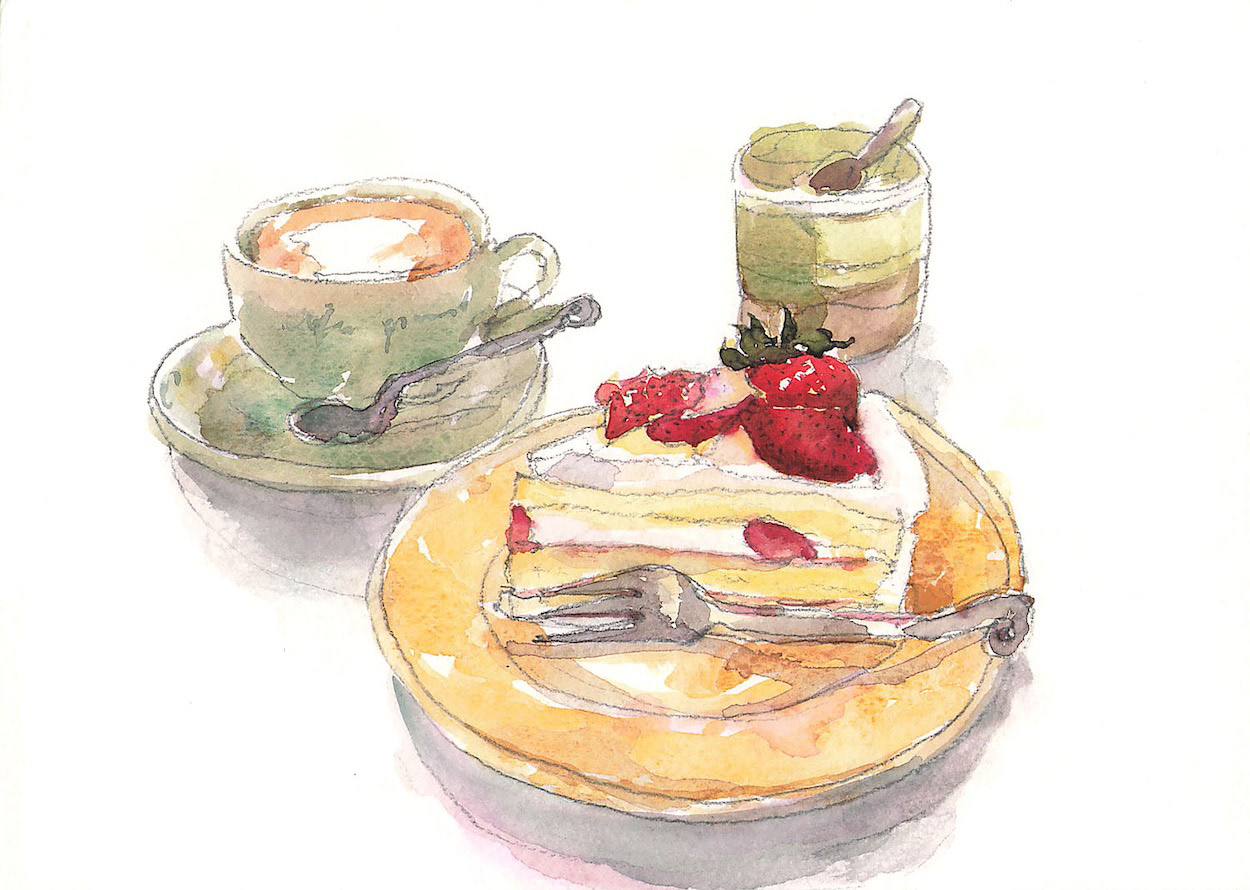 ラテとケーキ