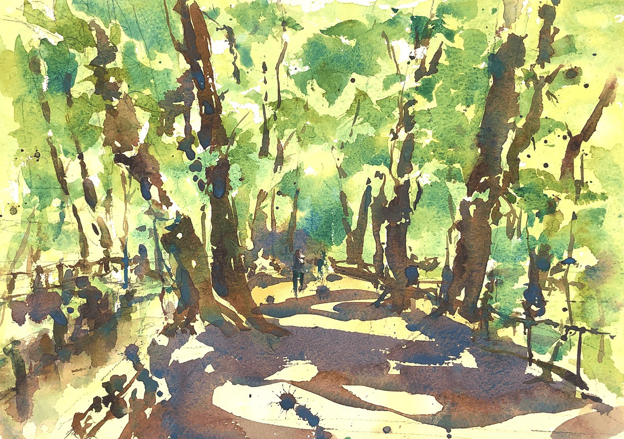 玉川上水緑道 Tamagawa Aqueduct Greenpath 30 x 21 cm