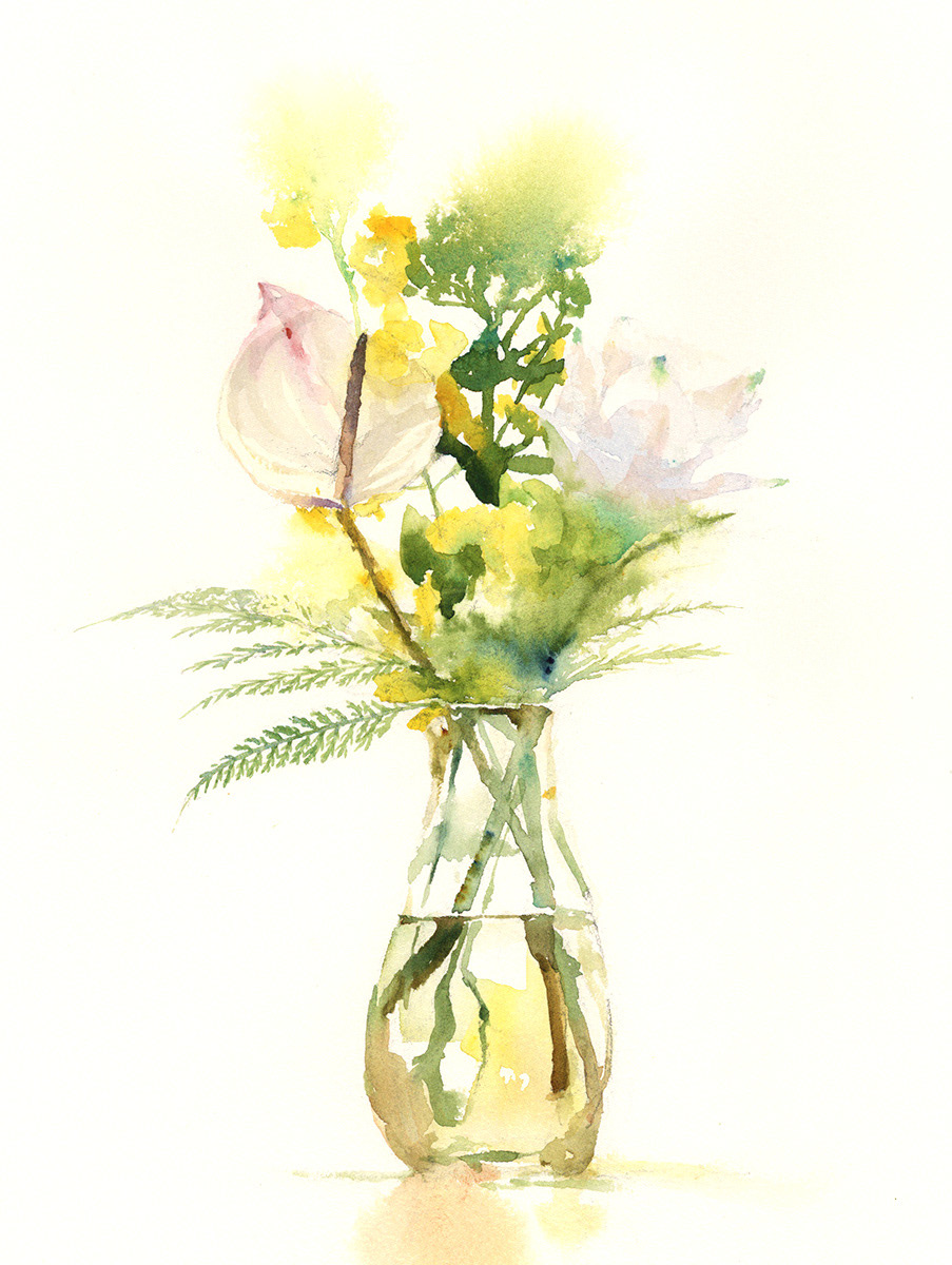 クルクマとアンスリウムの花瓶