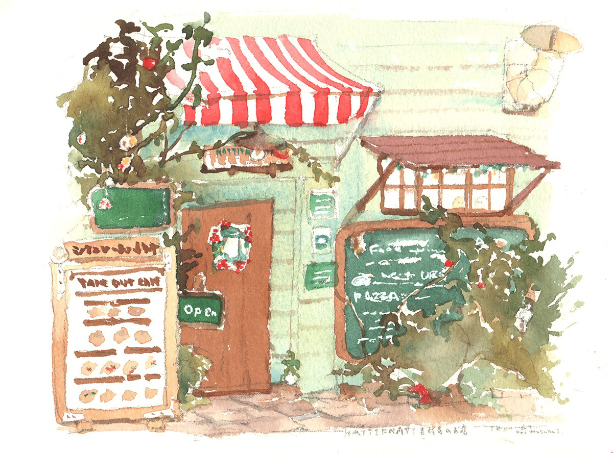 小さな喫茶店 The Little Cafe 19.2 x 15.3 cm