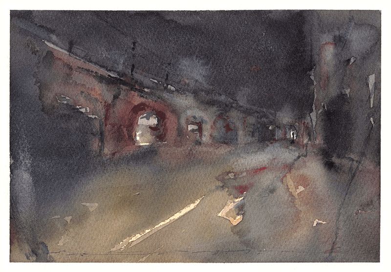 A Night Walk 夜の散歩 (22.7 x 15.8 cm)