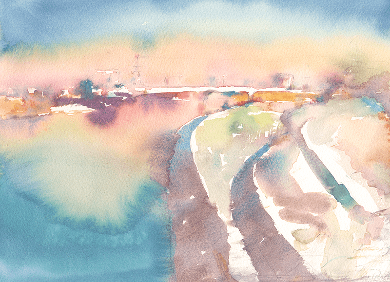 Tama River 多摩川 (33.2 x 24.2 cm)