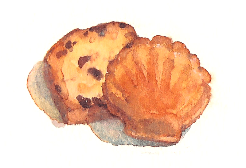 パウンドケーキとマドレーヌ Pound Cake and Madelaine (7 x 5.5 cm)