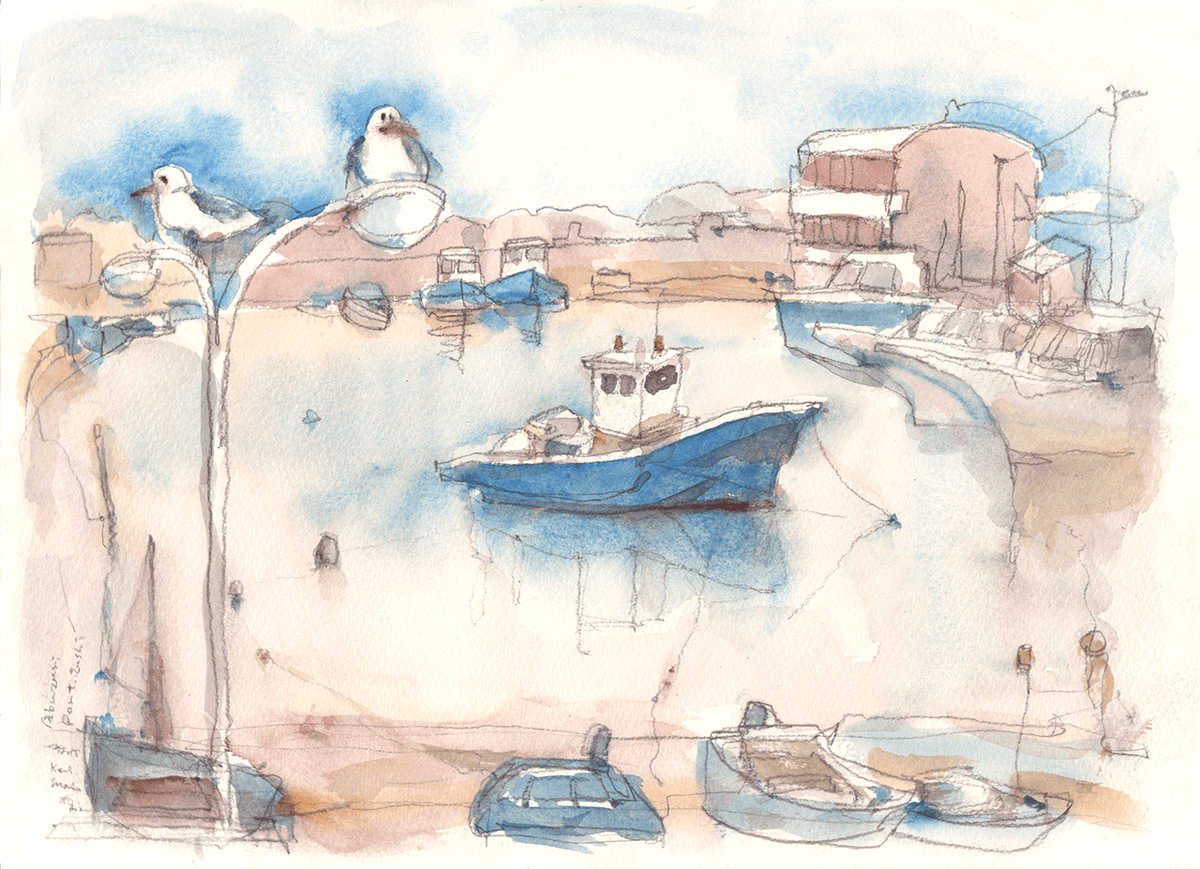 A Little Port 小さな港 (33.2 x 24.2 cm)